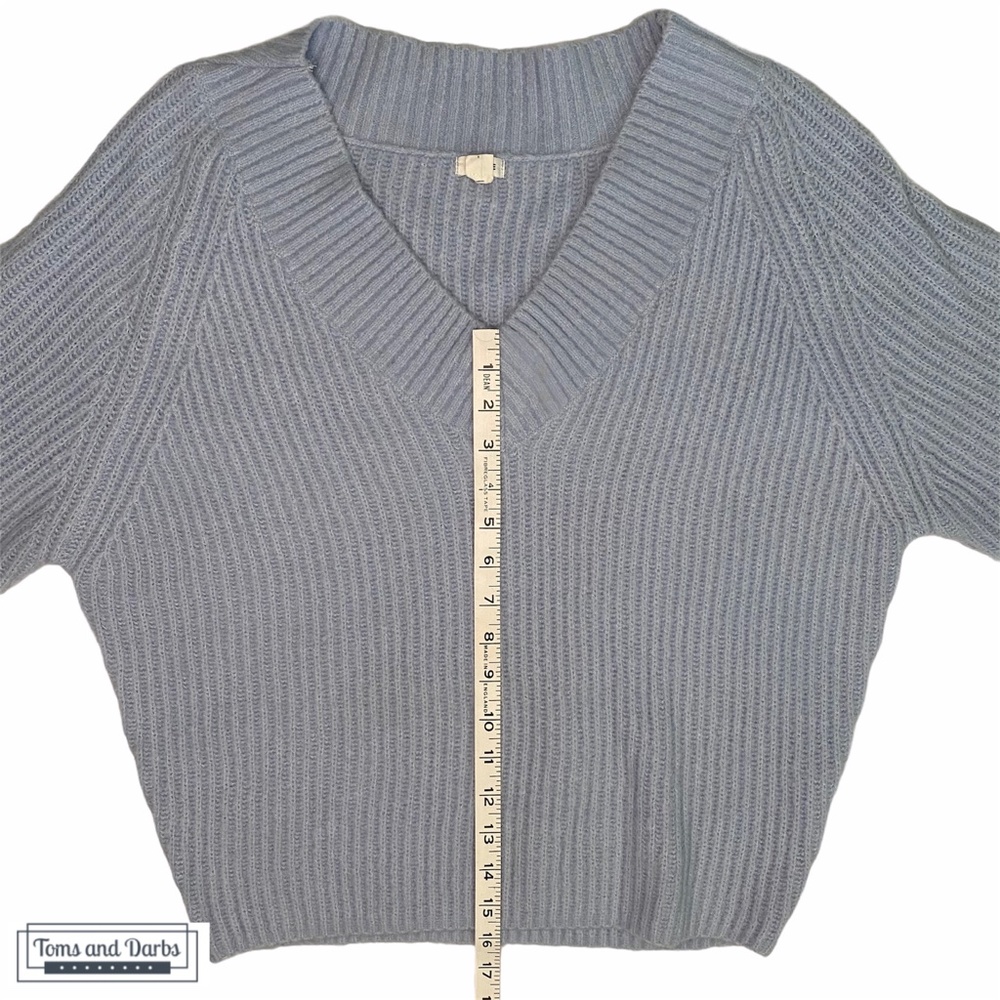 Garage Women's V Neck Knitted Sweater Blue - Picture 7 of 8